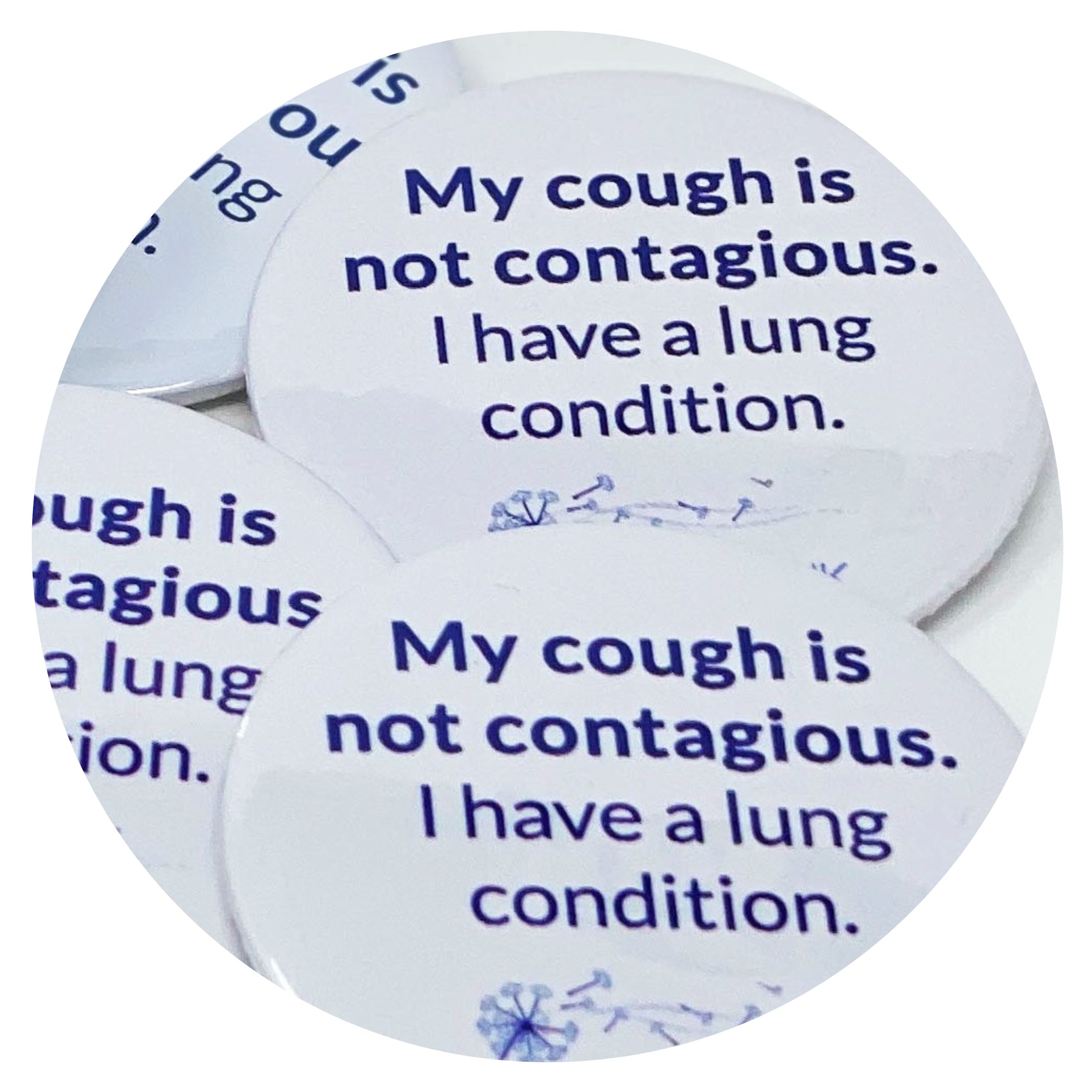Untitled design (2) badge that reads "My cough is not contagious"